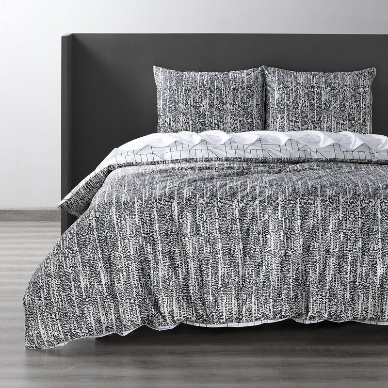 Blue/White Standard Cotton 200 TC Reversible 3 Piece Duvet Cover Set CG134