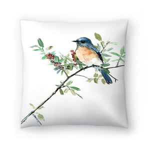 14" x 14" Blue/White Bluebird 14" Throw Pillow (DC13)