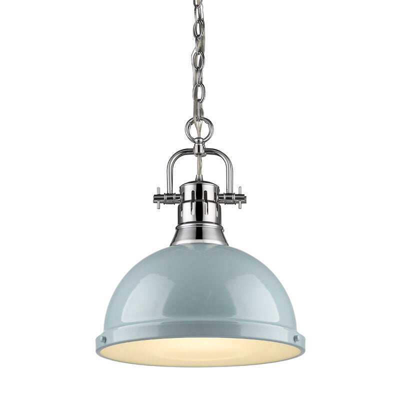 Chrome with Seafoam Shade Bodalla 1 - Light Single Dome Pendant CG216