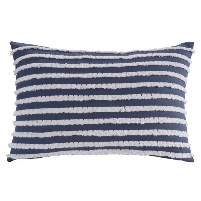 Bodner Cotton Navy Striped Throw Pillow (1614ND)