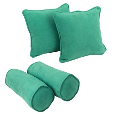 4 Piece Microsuede Throw/Bolster Pillow Set #9234