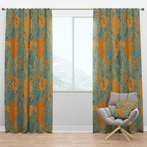 Botanic Texture Floral Semi-Sheer Thermal Rod Pocket Single Curtain Panel 52 x 90, Set of 2 panels