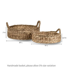 Load image into Gallery viewer, Brown Braided Water Hyacinth Wicker Basket (Set of 2) 1864CDR
