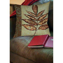 Load image into Gallery viewer, 18&quot; H x 18&quot; W x 5&quot; D Gold, brown and green Brais Printed Throw Pillow (ND79)
