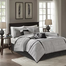 Load image into Gallery viewer, Queen Comforter + 6 Additional Pieces Gray Branner Microsuede Reversible Modern &amp; Contemporary 7 Piece Comforter Set
