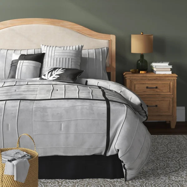 Queen Comforter + 6 Additional Pieces Gray Branner Microsuede Reversible Modern & Contemporary 7 Piece Comforter Set