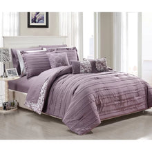 Load image into Gallery viewer, King Comforter + 9 Additional Pieces Plum Brantleyville Microfiber Reversible Modern &amp; Contemporary 10 Piece Comforter Set

