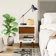 Load image into Gallery viewer, Brea 21.77&#39;&#39; Tall 1 - Drawer Solid Wood Nightstand in White/Brown
