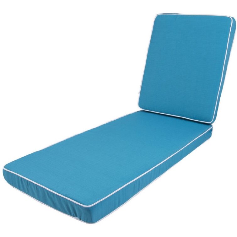 Blue 1 Piece Outdoor Seat/Back Cushion 23'' W x 76'' D