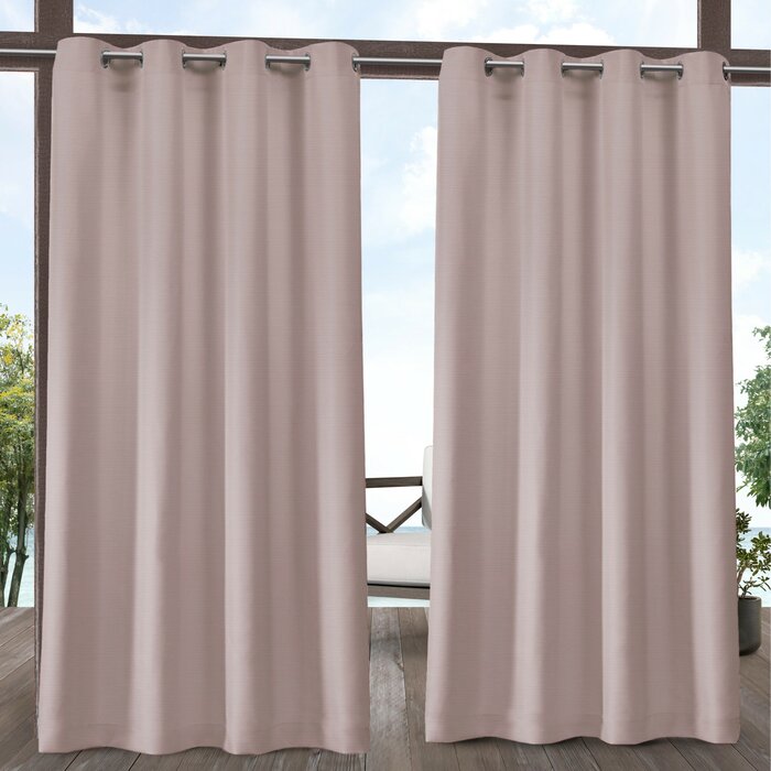 Breanna Heavy Textured Solid Color Semi-Sheer Outdoor Grommet Curtain Panels in Blush Color (Five Sets of Two Panels per Set)) #9789