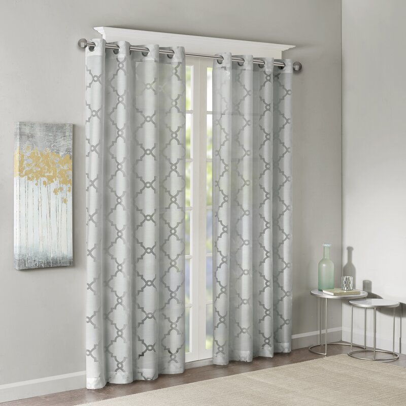 Breckenridge Geometric Sheer Grommet Single Curtain Panel 394DC