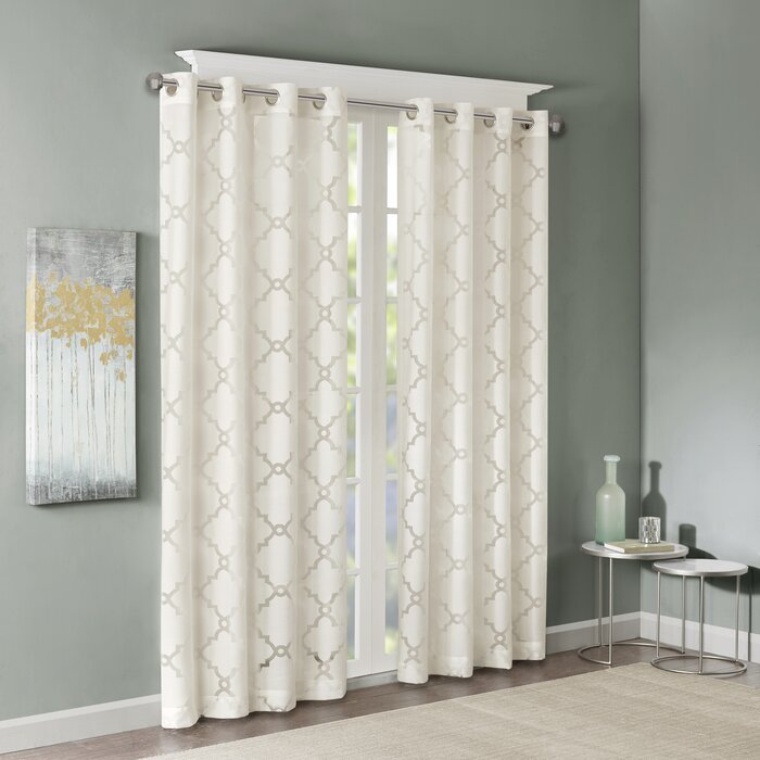 Breckenridge Geometric Sheer Grommet Single Curtain Panel - Set of 2 (ND161)