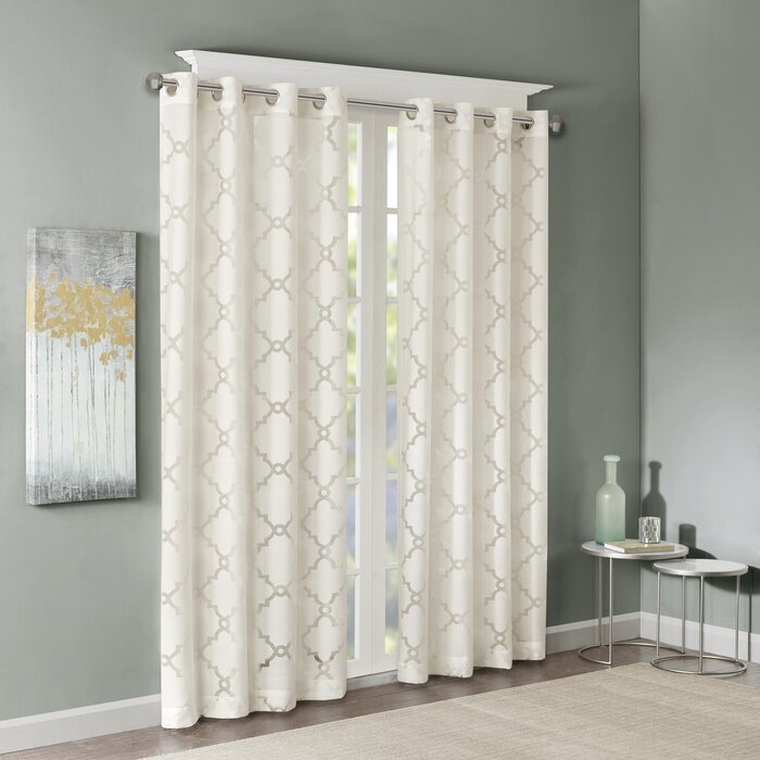 Breckenridge Geometric Sheer Grommet Single Curtain Panel (ND190)