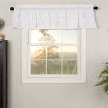 Load image into Gallery viewer, 16&quot; W x 72&quot; L White Bremen Solid Color Cotton Ruffled Window Valance (SET OF 2)
