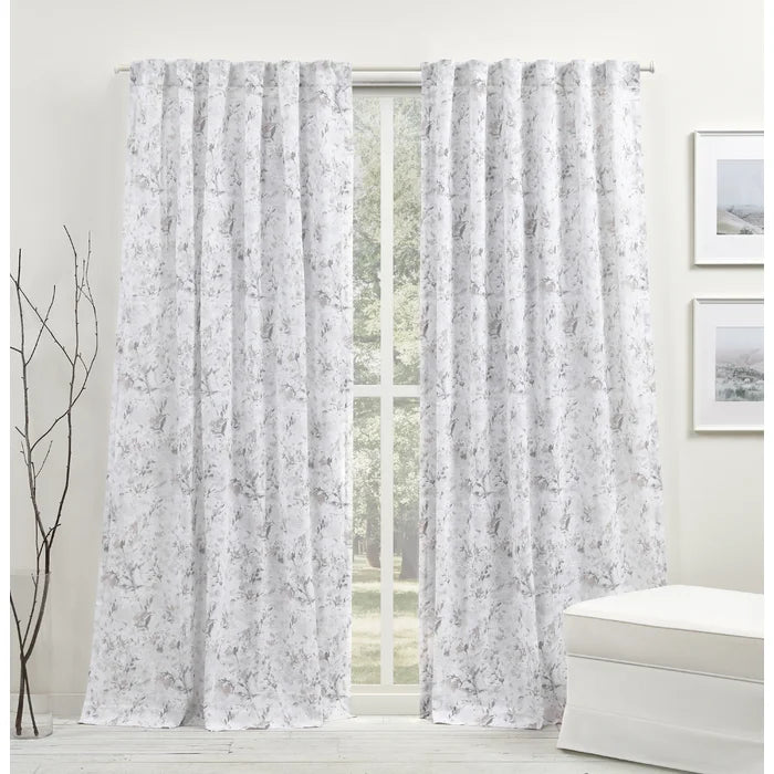 Brendan 100% Cotton Floral Semi-Sheer Rod Pocket Single Curtain Panel, 50