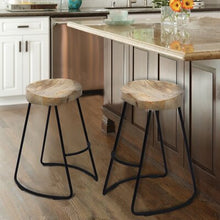 Load image into Gallery viewer, Brendon Counter Stool Natural Wood/Black Frame (Set of 2) 1099CDR
