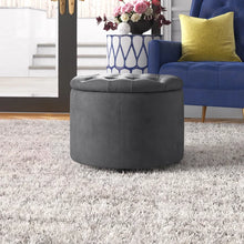 Load image into Gallery viewer, Briana 20&#39;&#39; Wide Velvet Tufted Round Storage Ottoman with Storage
