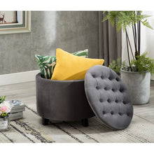 Load image into Gallery viewer, Briana 20&#39;&#39; Wide Velvet Tufted Round Storage Ottoman with Storage
