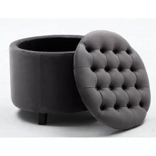 Load image into Gallery viewer, Briana 20&#39;&#39; Wide Velvet Tufted Round Storage Ottoman with Storage
