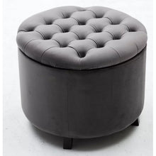 Load image into Gallery viewer, Briana 20&#39;&#39; Wide Velvet Tufted Round Storage Ottoman with Storage
