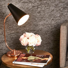 Load image into Gallery viewer, 20&quot; Desk Lamp - Copper Metal Base with black shade # 9271
