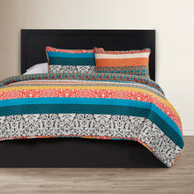 Load image into Gallery viewer, Bridgelands Turquoise/Tangerine Standard Cotton 320 TC Reversible Coverlet / Bedspread, King
