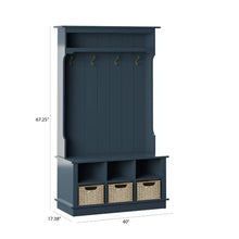 Load image into Gallery viewer, Fontana Blue Bridget 40&#39;&#39; Wide Hall Tree with Bench and Shoe Storage
