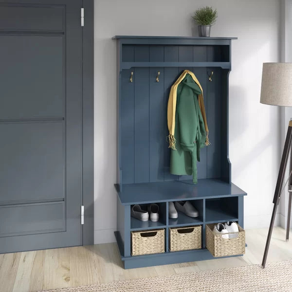 Fontana Blue Bridget 40'' Wide Hall Tree with Bench and Shoe Storage