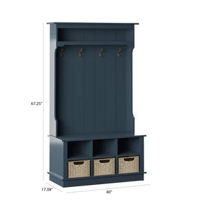 Fontana Blue Bridget 40'' Wide Hall Tree with Bench and Shoe Storage
