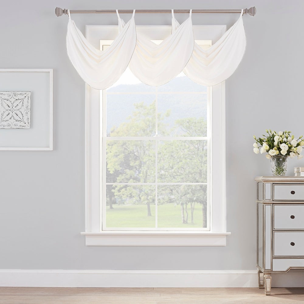 Brielle Home Marin Rhinestone Trim Swag Valance  (Only One in Package) - Pearl -1168HW