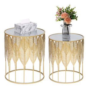 Brithny Tall Wheel End Table Set (Set of 2)