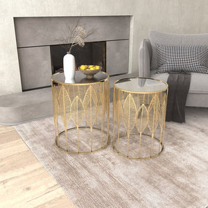 Brithny Tall Wheel End Table Set (Set of 2)