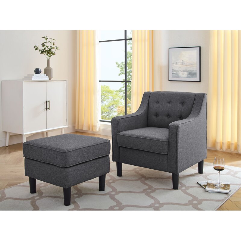 Brixlee 27.5'' Wide Tufted Armchair and Ottoman