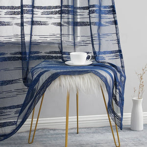 Broadway Striped Sheer Grommet Curtain Panels, 54" W x 96" L, (Set of 2)