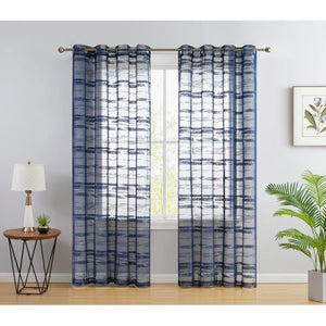 Broadway Striped Sheer Grommet Curtain Panels, 54" W x 96" L, (Set of 2)