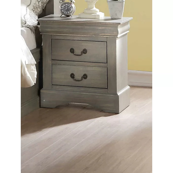 Antique Gray Brodeur 24'' Tall 2 - Drawer Nightstand