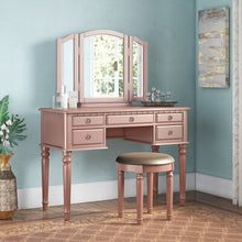 Load image into Gallery viewer, Rose Gold Brookland Vanity Set with Mirror - 638CE
