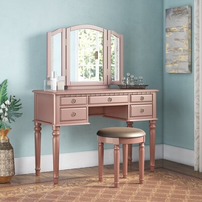 Rose Gold Brookland Vanity Set with Mirror - 638CE