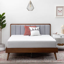 Load image into Gallery viewer, Ivy Wood Platform Bed Frame with Upholstered Headboard - Queen
