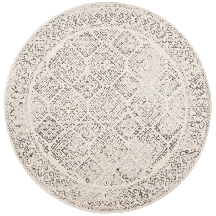 Brooksland Power Loom Ivory/Gray Rug, Round 5'