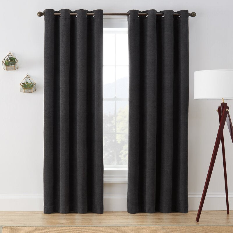 Brookstone Marco Solid Max Blackout Thermal Grommet Single Curtain Panel Set of 2 GL953