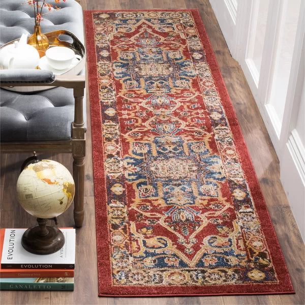 Broomhedge Oriental Area Rug in Royal Red 2'3