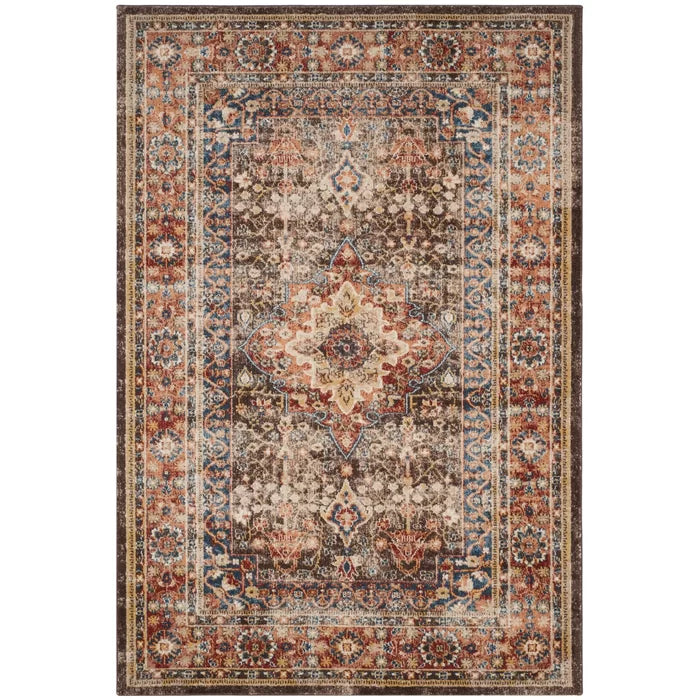 Broomhedge Power Loom Performance Brown/Rust Rug, Rectangle 5'3