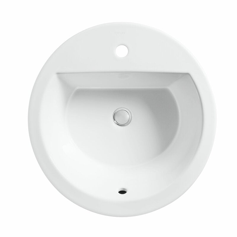 White Bryant Ceramic Circular Drop-In Bathroom Sink with Overflow SB2049