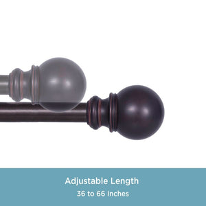 36" - 66" Bronze Bryce Standard Decorative Single Curtain Rod (SB587)