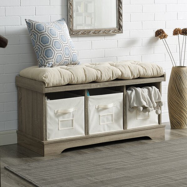 Bucyrus Cubby Storage Bench Gray Wash AS  IS 3470RR