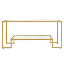 Load image into Gallery viewer, Golden Bundy 4 Legs Coffee Table with Storage Elegant Golden Steel and Clear Glass
