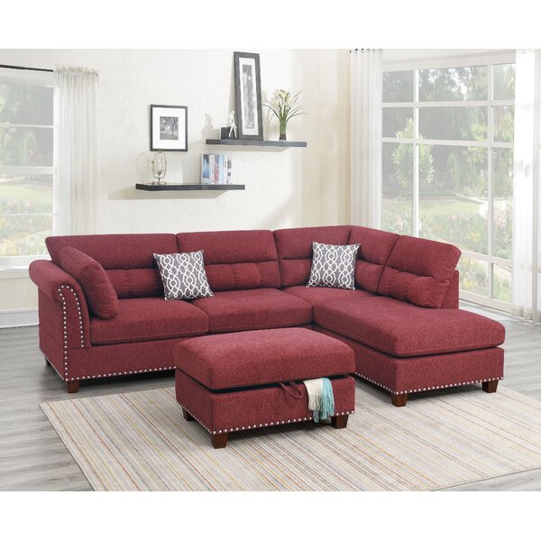 Burkhardt Reversible Sectional with Ottoman Paprika Red (3588RR-3 Boxes)