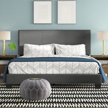 Load image into Gallery viewer, Queen Dark Gray Burrus Upholstered Low Profile Standard Bed SB1817
