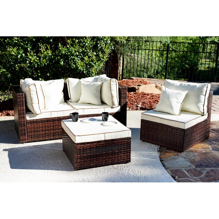 Burruss 84.5 Wide Outdoor Reversible Patio Sectional with Cushions Salvage Co Fishers